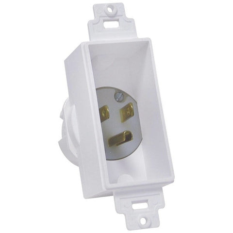 MIDLITE 4642-W Single-Gang Decor Recessed Power Inlet (White)