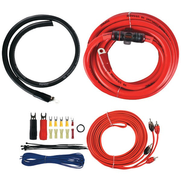 T-SPEC V6-RAK1-0 v6 SERIES Amp Installation Kit with RCA Cables (1-0 Gauge)