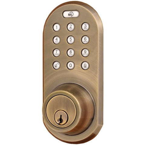 MORNING INDUSTRY INC QF-01AQ 3-in-1 Remote Control & Touchpad Dead Bolt (Antique Brass)