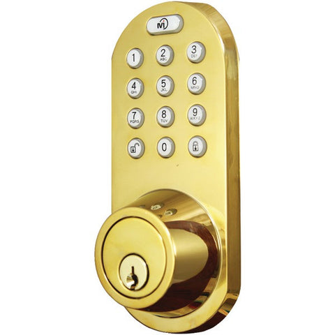 MORNING INDUSTRY INC QF-01P 3-in-1 Remote Control & Touchpad Dead Bolt (Polished Brass)