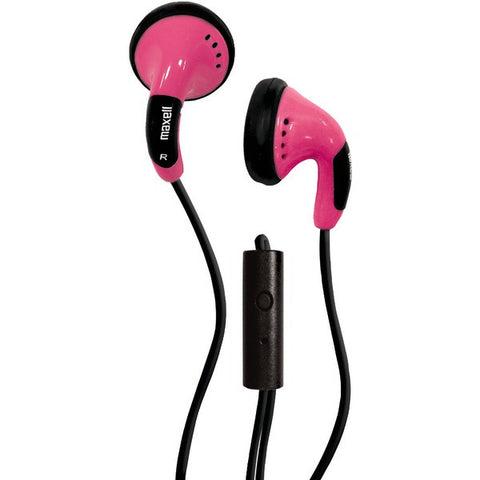 MAXELL 196140 Color Earbuds with Microphone (Pink)