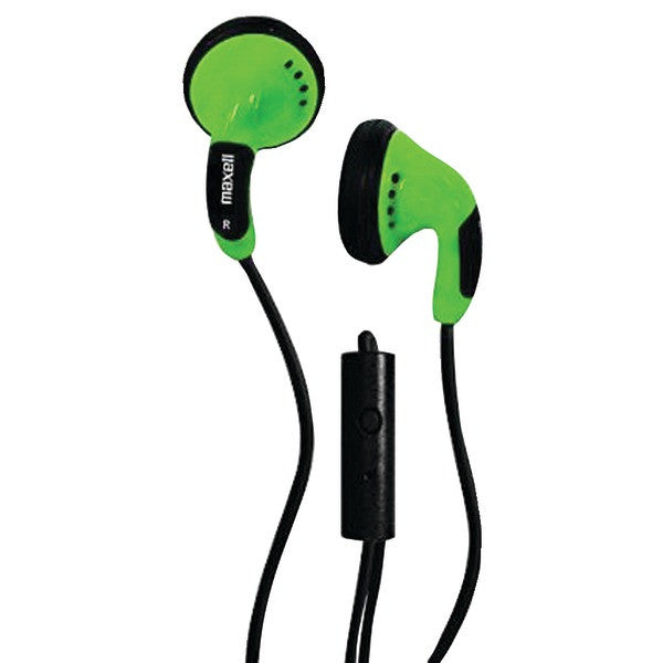 MAXELL 196142 Color Earbuds with Microphone (Green)