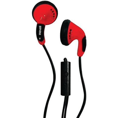 MAXELL 196144 Color Earbuds with Microphone (Red)