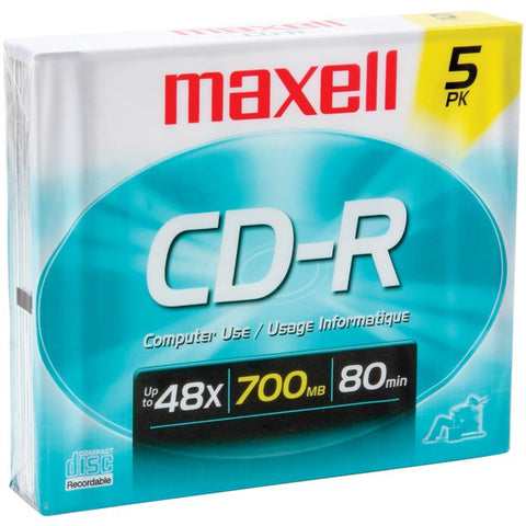 MAXELL 623205-648205 700MB 80-Minute CD-Rs (5 pk; Slim Jewel Cases)