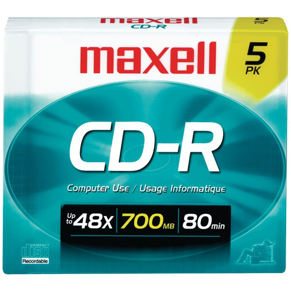 MAXELL 648220 700MB 80-Minute CD-Rs (5 pk)