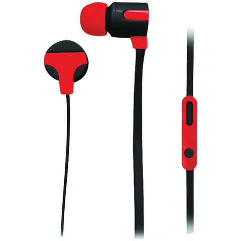 NAXA NE-939 RED ASTRA Isolation Stereo Earphones with Microphone (Red)
