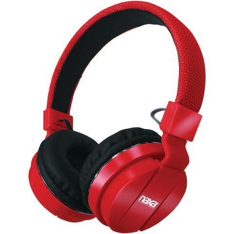 NAXA NE-942 RED Bluetooth(R) Wireless Stereo Headphones with Microphone (Red)