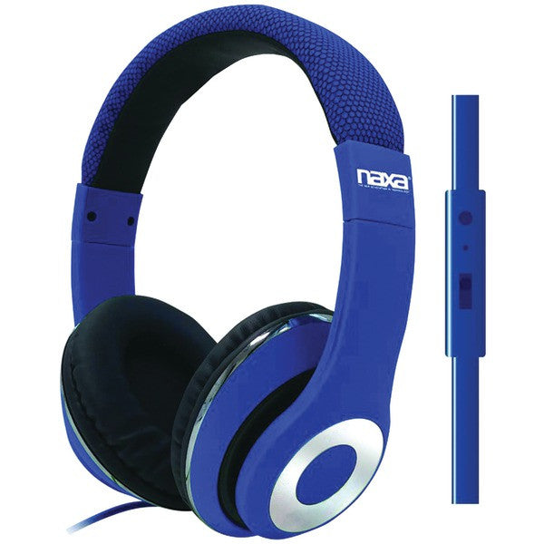 NAXA NE-943 BLUE BACKSPIN Pro Headphones with Microphone (Blue)