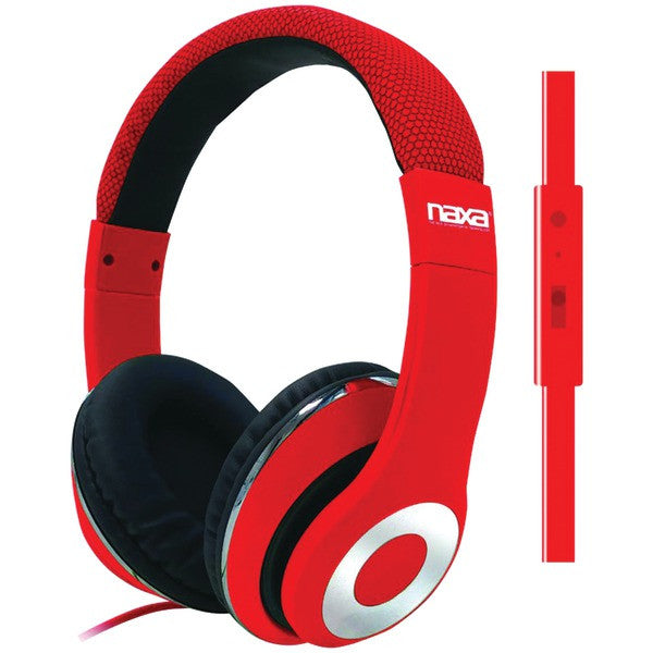 NAXA NE-943 RED BACKSPIN Pro Headphones with Microphone (Red)