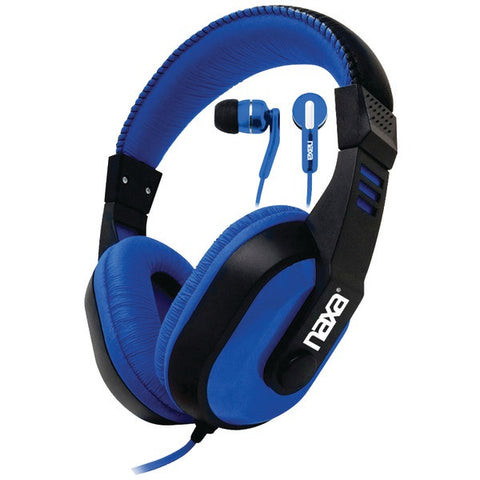 NAXA NE-934Blue DJZ Ultra Plus Headphone-Earbud Combo (Blue)