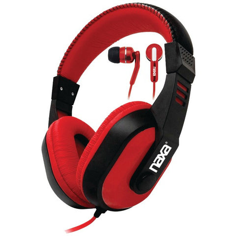 NAXA NE-934Red DJZ Ultra Plus Headphone-Earbud Combo (Red)