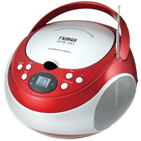 NAXA NPB251RD Portable CD Players with AM-FM Radio (Red)