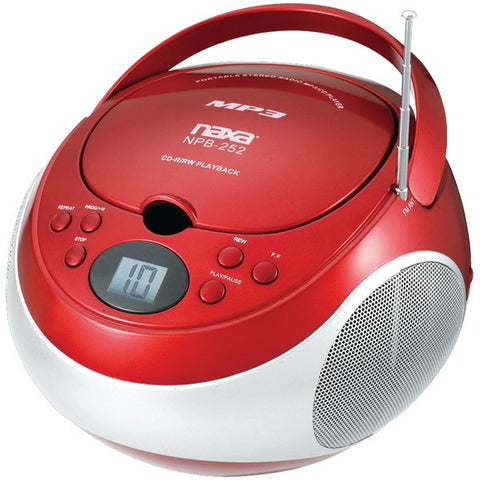 NAXA NPB252RD Portable CD-MP3 Players with AM-FM Stereo (Red)