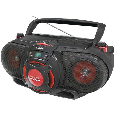 NAXA NPB259 Portable CD-MP3 & Cassette Player & AM-FM Radio with Subwoofer