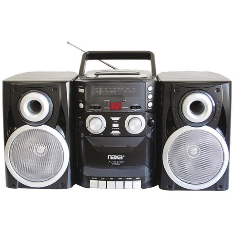 NAXA NPB426 Portable CD Player with AM-FM Radio, Cassette & Detachable Speakers