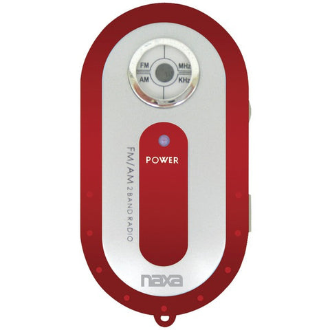 NAXA NR720RD AM-FM Mini Pocket Radio (Red)