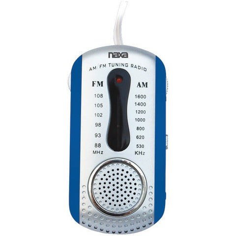 NAXA NR721BL AM-FM Mini Pocket Radio with Speaker (Blue)