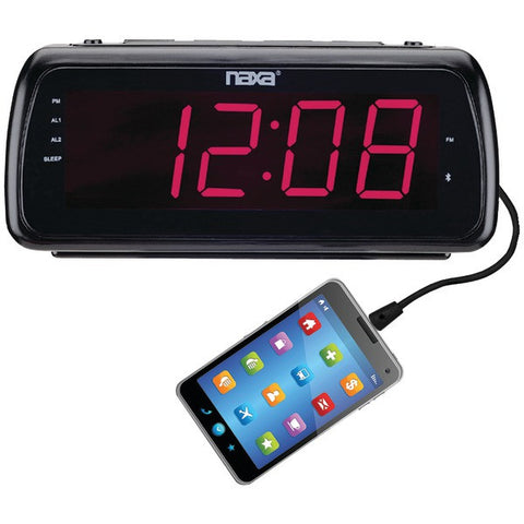 NAXA NRC-180 Large 1.8" LED Alarm Clock with USB Charge Port