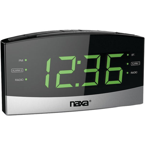 NAXA NRC-181 Bluetooth(R) Easy-Read Dual-Alarm Clock with Daily Repeat