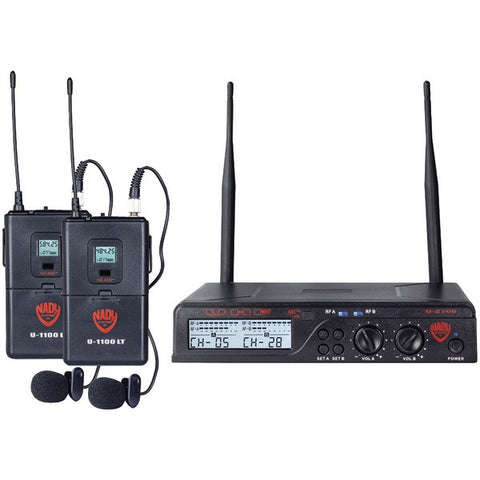 NADY U-2100 LT-O (BAND A-B) UHF Dual 100-Channel Wireless Lavalier Handheld Microphone System