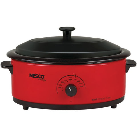 NESCO 4816-12 6-Quart Roaster with Black Lid (Red)