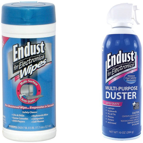 Endust 11384 Electronics Duster & 259000 Anti-static Pop-up Wipes