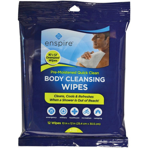 ENSPIRE E1012QC 10" x 12" Body Cleansing Wipes, 12 pk