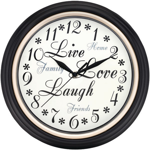 WESTCLOX 32032 12" Round Live Love Laugh Message Clock