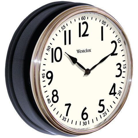 WESTCLOX 32041AB 12" Round Vintage Kitchen Classic Clock, Black