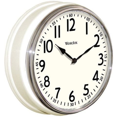 WESTCLOX 32041W 12" Round Vintage Kitchen Classic Clock, White