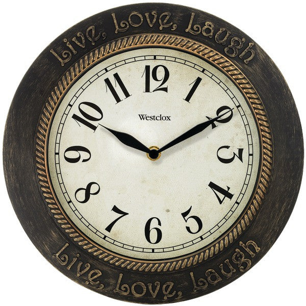 WESTCLOX 32097 11" Round Live, Love, Laugh Wall Clock