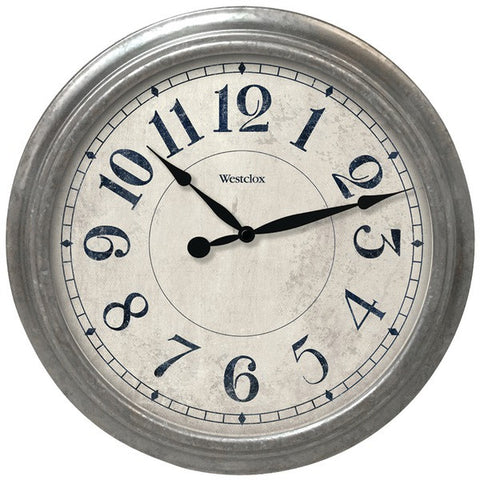 WESTCLOX 32931 15.5" Round Galvanized Finish Gray Wall Clock