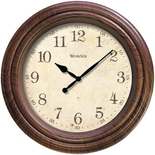 WESTCLOX 33883P 10" Realistic Woodgrain Wall Clock