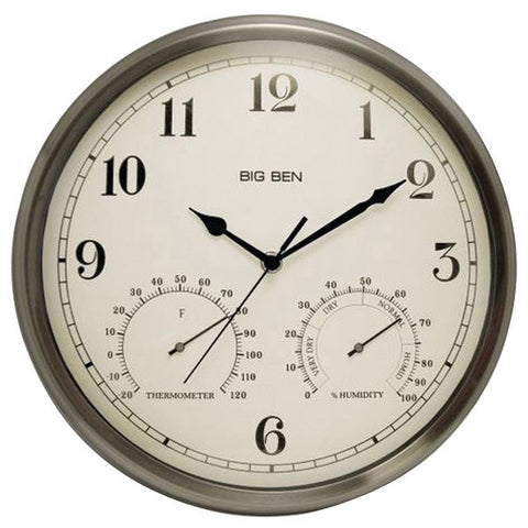 WESTCLOX 49832 Indoor-Outdoor Clock with Temperature & Humidity Gauges