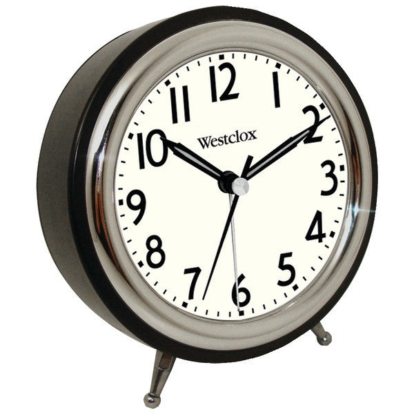 WESTCLOX 75032 Classic Retro Alarm Clock with Chrome Bezel