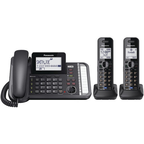 PANASONIC KX-TG9582B DECT 6.0 1.9 GHz Link2Cell(R) 2-Line Digital Corded-Cordless Phone (2 Handsets)