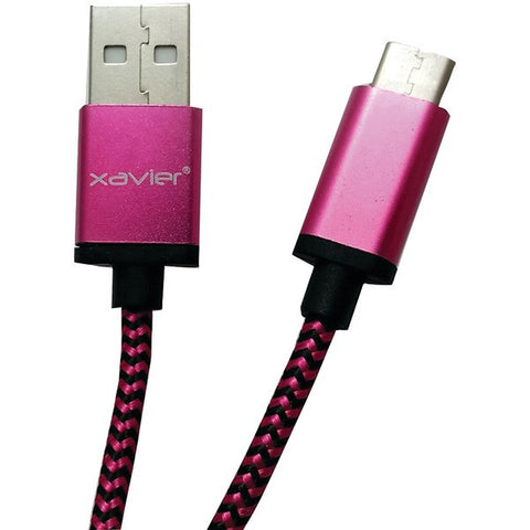 Xavier USBCA-PK-06 USB-C(TM) Male to USB-A Male Braided Cable, 6ft (Pink)