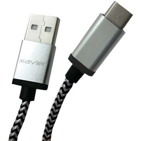 Xavier USBCA-SL-06 USB-C(TM) Male to USB-A Male Braided Cable, 6ft (Silver)