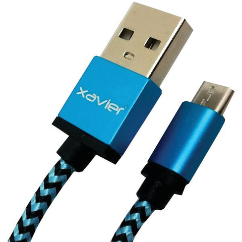 Xavier USB-MICROBL-06 Braided Micro USB Charging Cable, 6ft