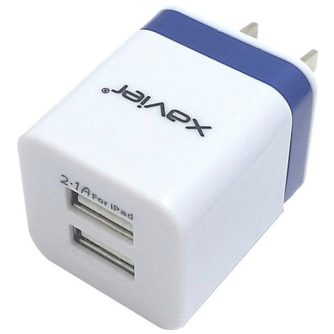Xavier WALL-USB2-BL 2-Port USB Wall Charger (Blue-White)