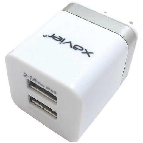 Xavier WALL-USB2-SL 2-Port USB Wall Charger (Silver-White)