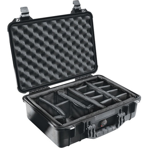 PELICAN 1500-004-110 Protector Case(TM) with Padded Divider (1500 Case; Dim: 16.75"L x 11.18"W x 6.12"H)