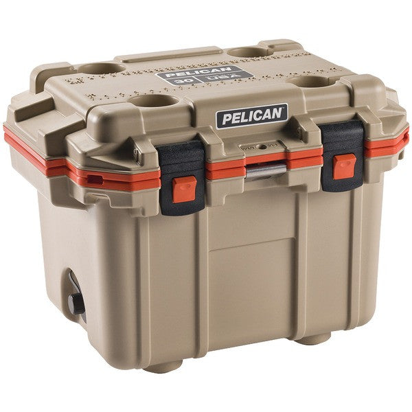 PELICAN 30Q-2-TANORG 30-Quart Elite Cooler (Tan with Orange Trim)