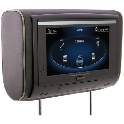 POWER ACOUSTIK HDVD-94T 9" LCD Universal Headrest with IR & FM Transmitters & 3 Interchangeable Skins (DVD Player & Touchscreen)