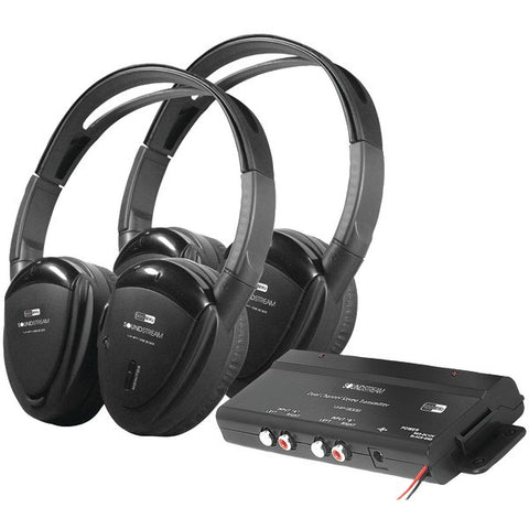 POWER ACOUSTIK HP-902RFT 2 Sets of 2-Channel RF 900MHz Wireless Headphones with Transmitter