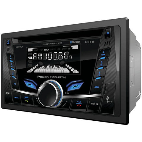 POWER ACOUSTIK PCD-52B Double-DIN In-Dash CD-MP3 AM-FM Receiver with Bluetooth(R) & USB Playback