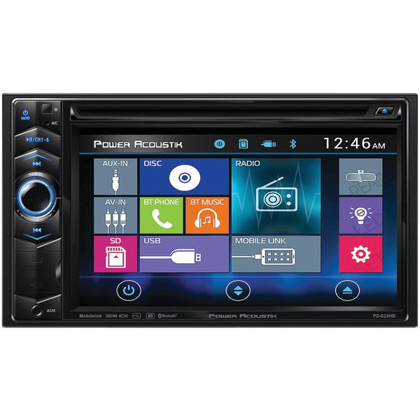 POWER ACOUSTIK PD-624HB 6.2" Double-DIN In-Dash LCD Touchscreen DVD Receiver with Bluetooth(R) & MHL(R) MobileLink X1