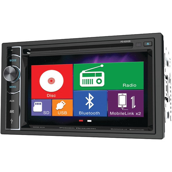 POWER ACOUSTIK PD-62H2B 6.2" Double-DIN In-Dash LCD Touchscreen DVD Receiver with Bluetooth(R) & MHL(R) MobileLink X2