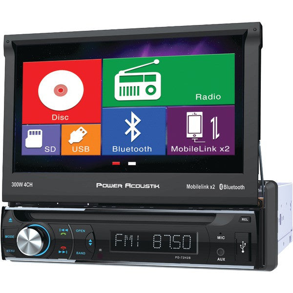 POWER ACOUSTIK PD-72H2B 7" Single-DIN In-Dash Motorized LCD Touchscreen DVD Receiver with Bluetooth(R) & MHL(R) MobileLink X2