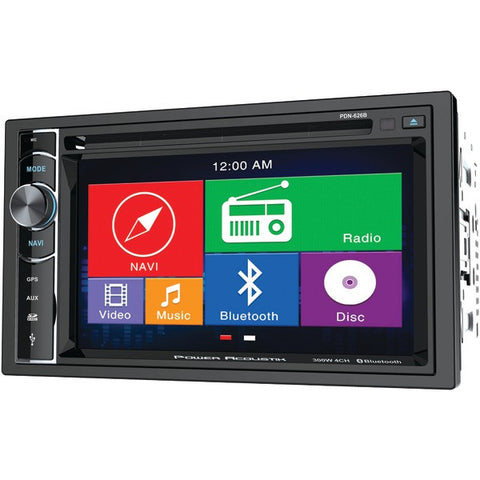 POWER ACOUSTIK PDN-626B 6.2" Double-DIN In-Dash GPS Navigation LCD Touchscreen DVD Receiver with Bluetooth(R)